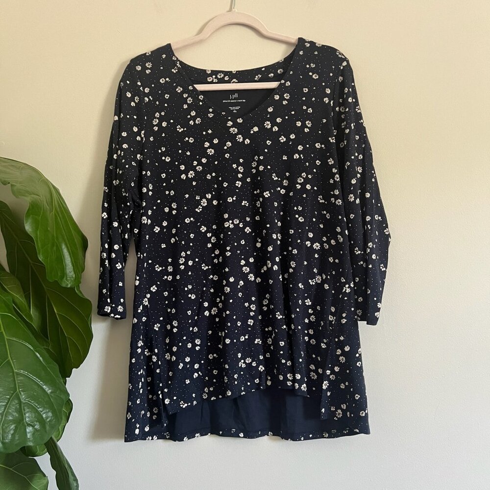 J. Jill Pima Cotton V-Neck 3/4 Sleeve Tee